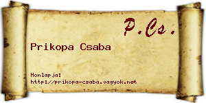 Prikopa Csaba névjegykártya